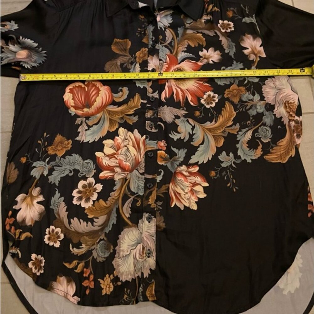 Anthropologie Black Beaded Collar Blouse